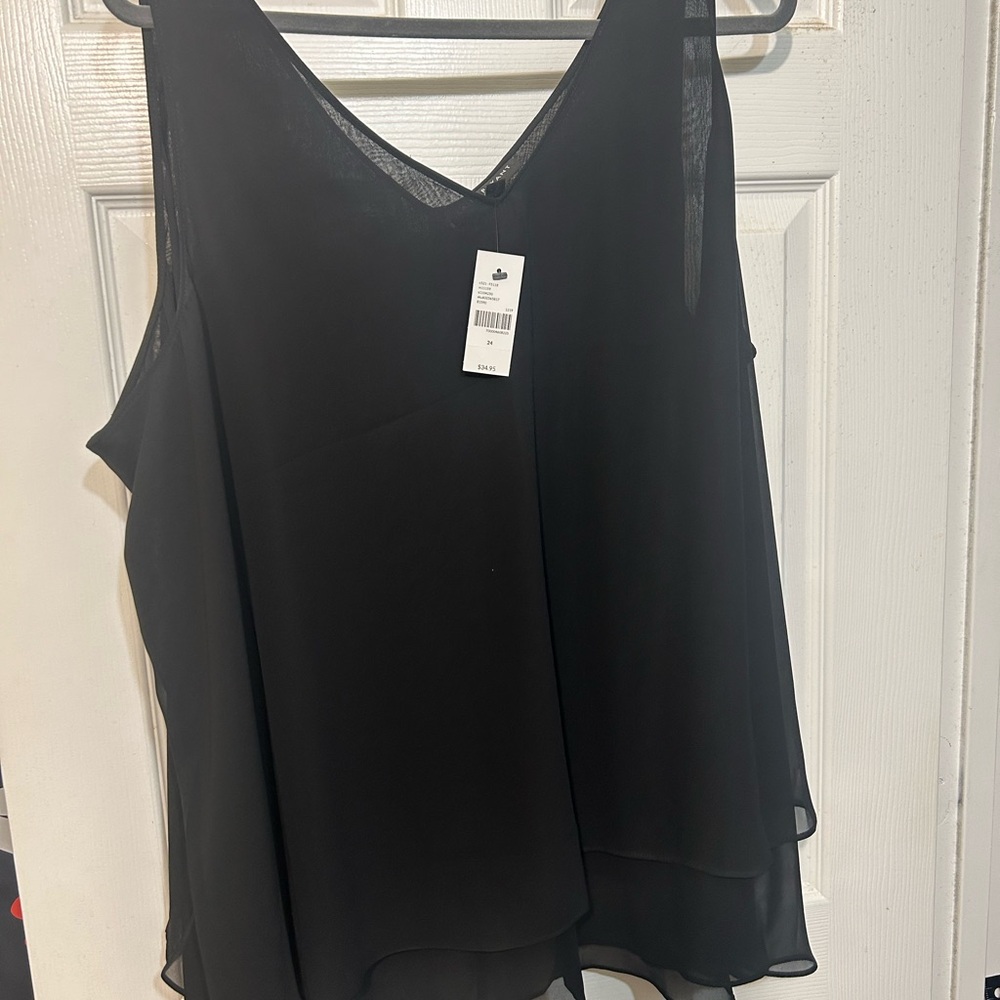 NWT- Lane Bryant  Swing Double Layer Chiffon  Black Sleeveless Tank. Size: 24